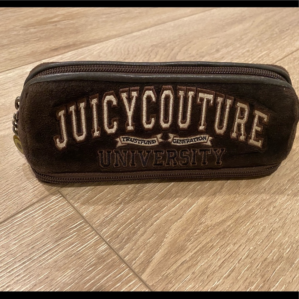 JUICY COUTURE Brown Velour Pencil Case